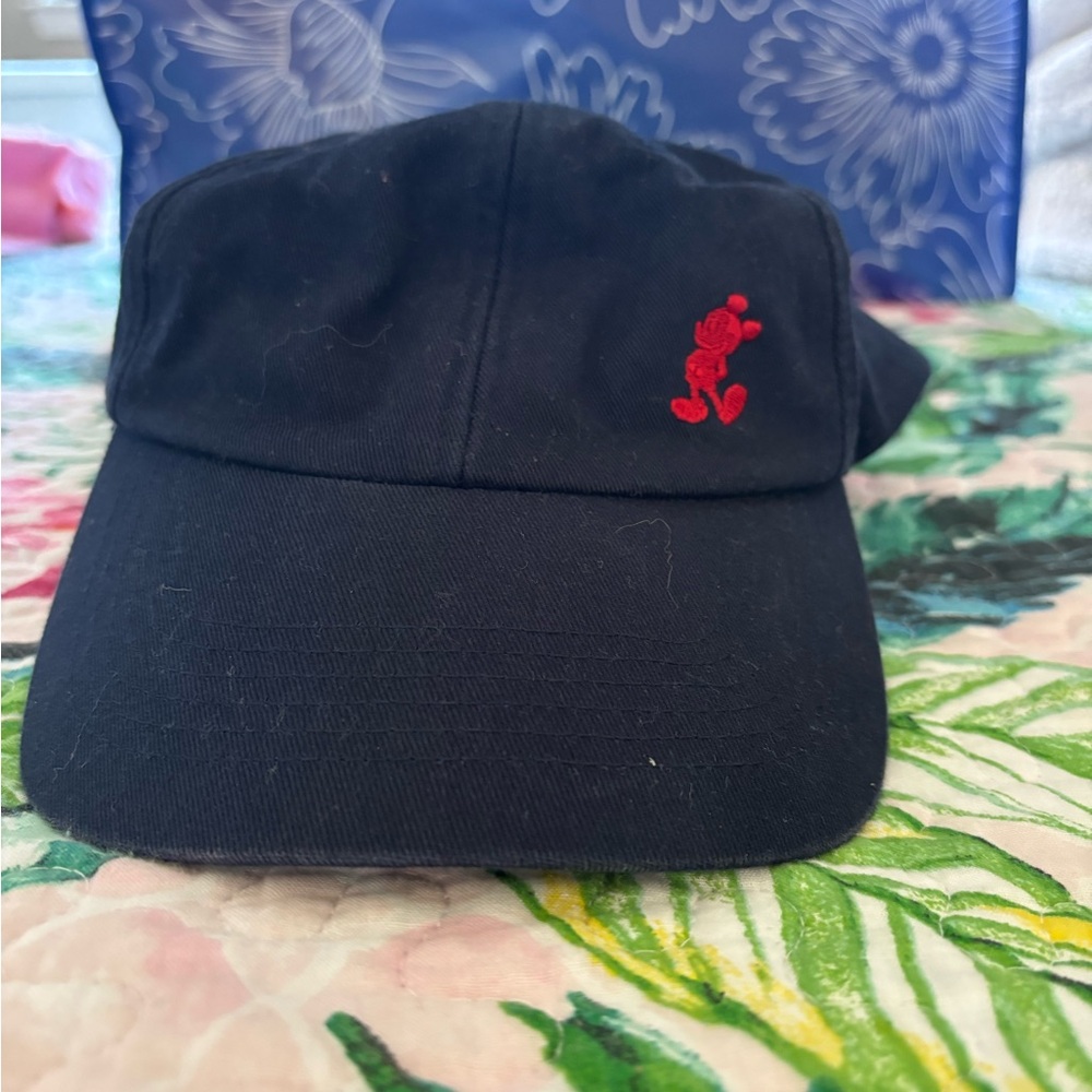 Navy Disney hat with small red Mickey Mouse